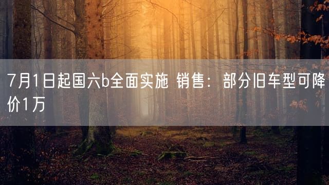 7月1日起国六b全面实施 销售：部分旧车型可降价1万