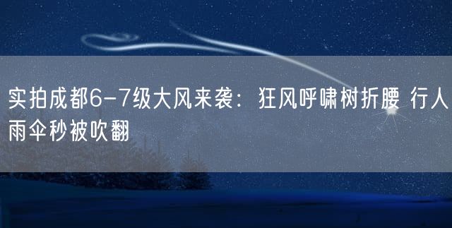 实拍成都6-7级大风来袭：狂风呼啸树折腰 行人雨伞秒被吹翻