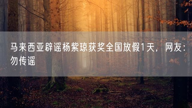 马来西亚辟谣杨紫琼获奖全国放假1天，网友：勿传谣