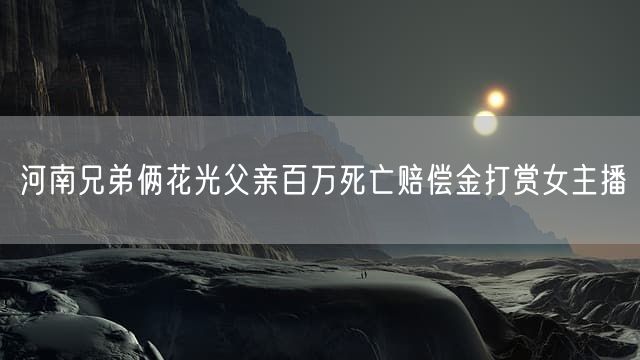 河南兄弟俩花光父亲百万死亡赔偿金打赏女主播