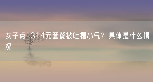 女子点1314元套餐被吐槽小气？具体是什么情况