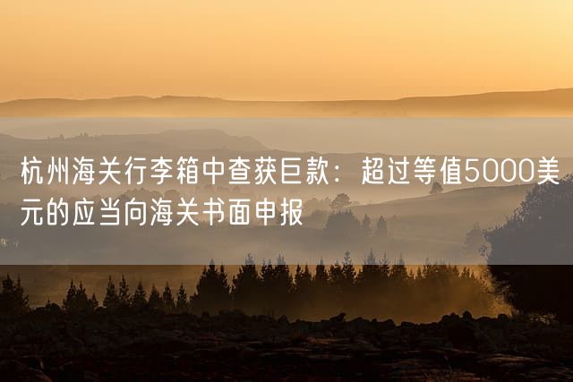 杭州海关行李箱中查获巨款：超过等值5000美元的应当向海关书面申报