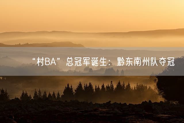 “村BA”总冠军诞生：黔东南州队夺冠
