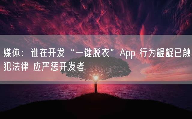 媒体：谁在开发“一键脱衣”App 行为龌龊已触犯法律 应严惩开发者