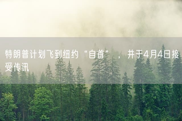 特朗普计划飞到纽约“自首” ，并于4月4日接受传讯