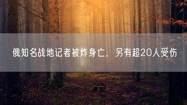 俄知名战地记者被炸身亡，另有超20人受伤