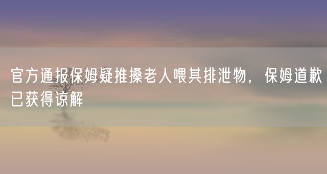 官方通报保姆疑推搡老人喂其排泄物，保姆道歉已获得谅解