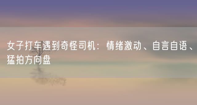 女子打车遇到奇怪司机：情绪激动、自言自语、猛拍方向盘