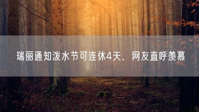 瑞丽通知泼水节可连休4天，网友直呼羡慕