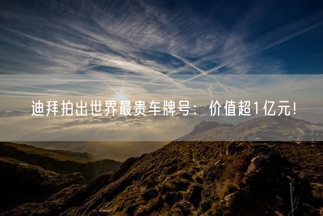 迪拜拍出世界最贵车牌号：价值超1亿元！
