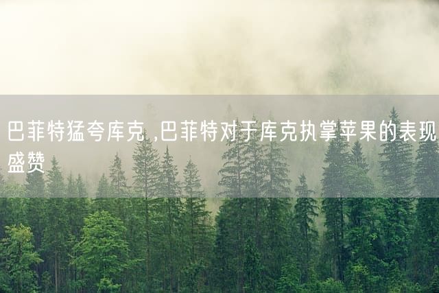 巴菲特猛夸库克 ,巴菲特对于库克执掌苹果的表现盛赞