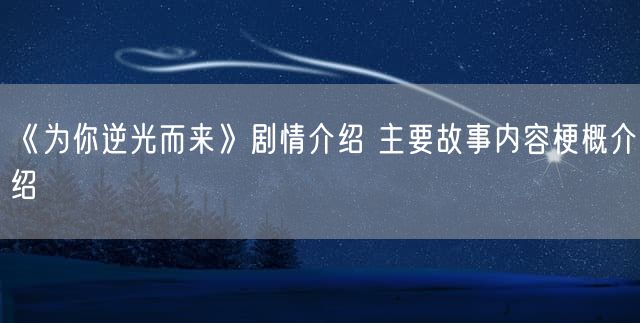 《为你逆光而来》剧情介绍 主要故事内容梗概介绍