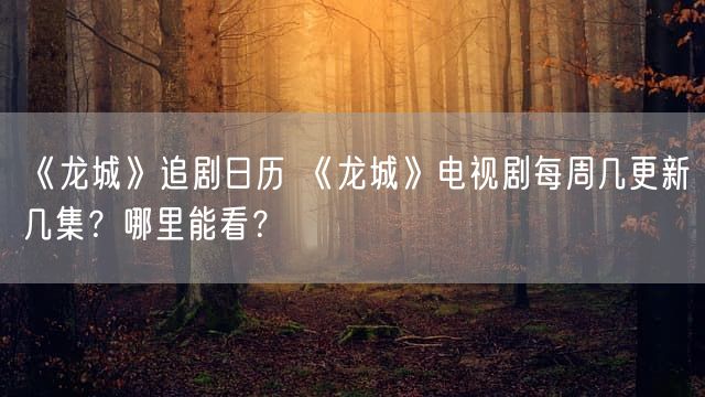 《龙城》追剧日历 《龙城》电视剧每周几更新几集？哪里能看？