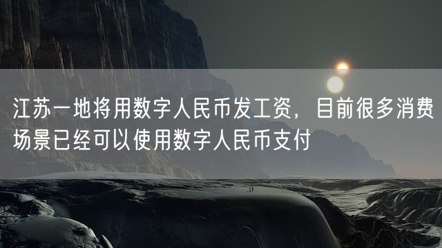 江苏一地将用数字人民币发工资，目前很多消费场景已经可以使用数字人民币支付