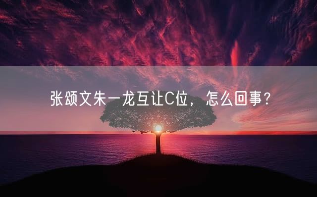 张颂文朱一龙互让C位，怎么回事？