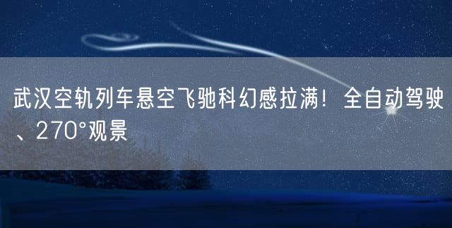 武汉空轨列车悬空飞驰科幻感拉满！全自动驾驶、270°观景