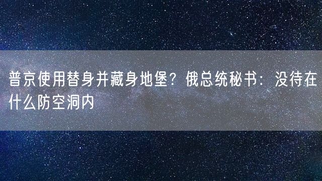 普京使用替身并藏身地堡？俄总统秘书：没待在什么防空洞内