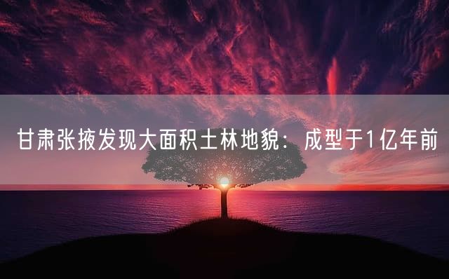 甘肃张掖发现大面积土林地貌：成型于1亿年前