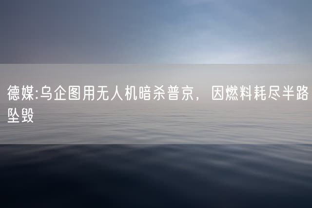 德媒:乌企图用无人机暗杀普京，因燃料耗尽半路坠毁