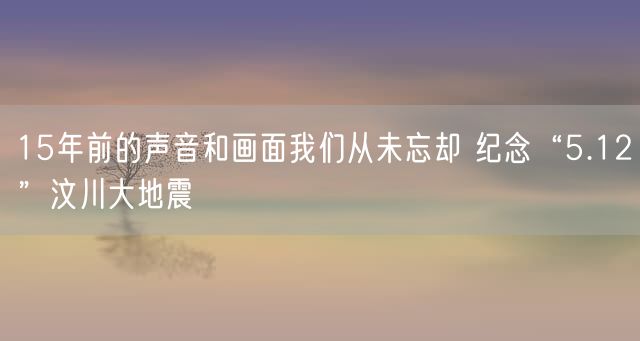 15年前的声音和画面我们从未忘却 纪念“5.12”汶川大地震