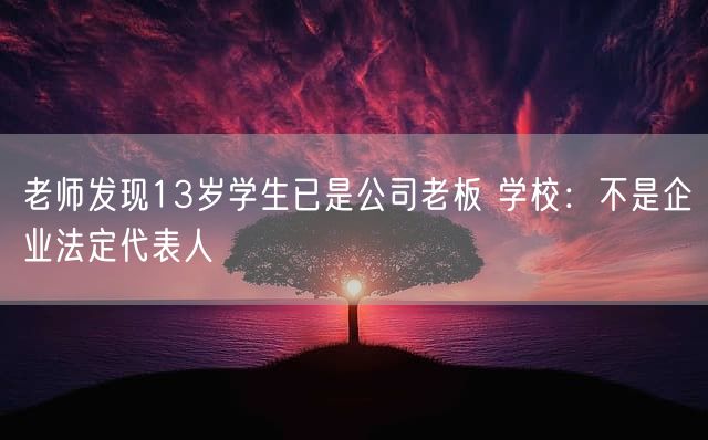 老师发现13岁学生已是公司老板 学校：不是企业法定代表人