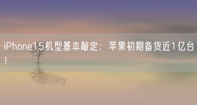 iPhone15机型基本敲定：苹果初期备货近1亿台！