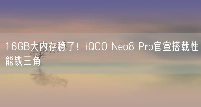 16GB大内存稳了！iQOO Neo8 Pro官宣搭载性能铁三角