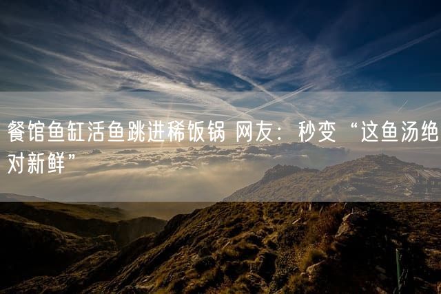 餐馆鱼缸活鱼跳进稀饭锅 网友：秒变“这鱼汤绝对新鲜”