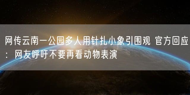 网传云南一公园多人用针扎小象引围观 官方回应：网友呼吁不要再看动物表演