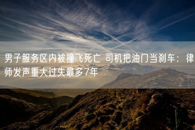 男子服务区内被撞飞死亡 司机把油门当刹车：律师发声重大过失最多7年