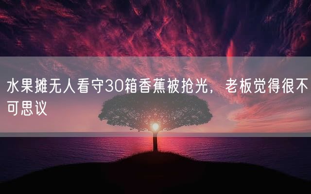 水果摊无人看守30箱香蕉被抢光,老板觉得很不可思议