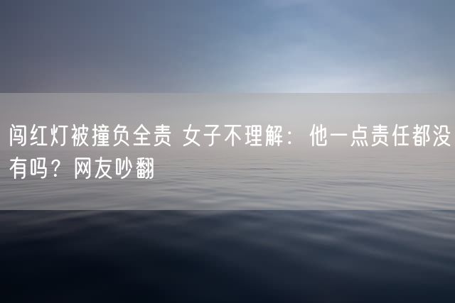 闯红灯被撞负全责 女子不理解：他一点责任都没有吗？网友吵翻