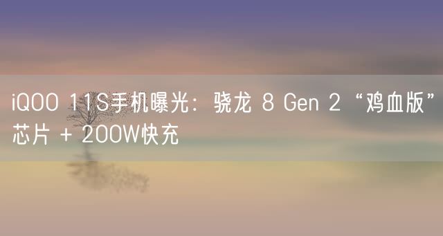 iQOO 11S手机曝光：骁龙 8 Gen 2“鸡血版”芯片 + 200W快充