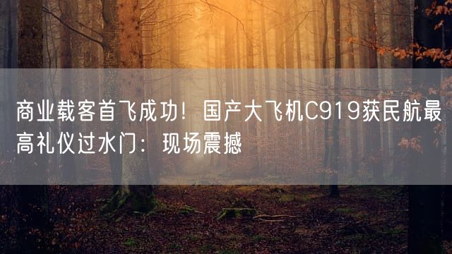 商业载客首飞成功！国产大飞机C919获民航最高礼仪过水门：现场震撼