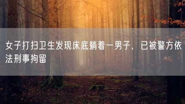 女子打扫卫生发现床底躺着一男子,已被警方依法刑事拘留