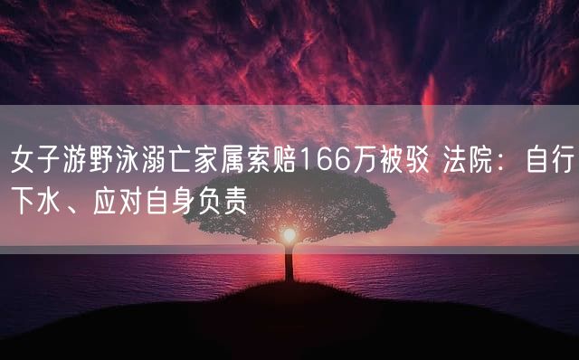 女子游野泳溺亡家属索赔166万被驳 法院：自行下水、应对自身负责