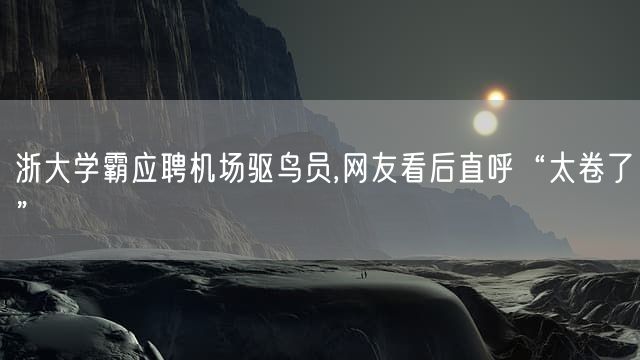 浙大学霸应聘机场驱鸟员,网友看后直呼“太卷了”