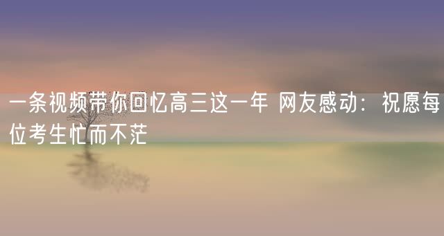 一条视频带你回忆高三这一年 网友感动：祝愿每位考生忙而不茫