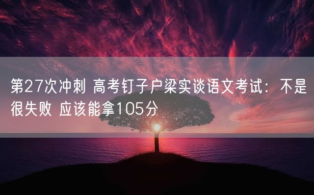 第27次冲刺 高考钉子户梁实谈语文考试:不是很失败 应该能拿105分