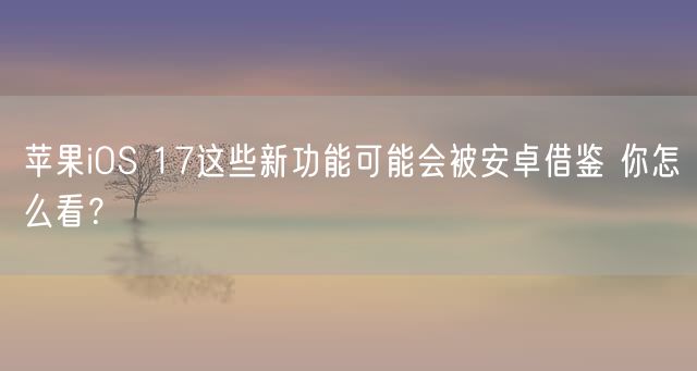 苹果iOS 17这些新功能可能会被安卓借鉴 你怎么看？