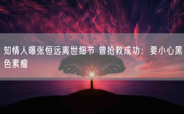 知情人曝张恒远离世细节 曾抢救成功：要小心黑色素瘤